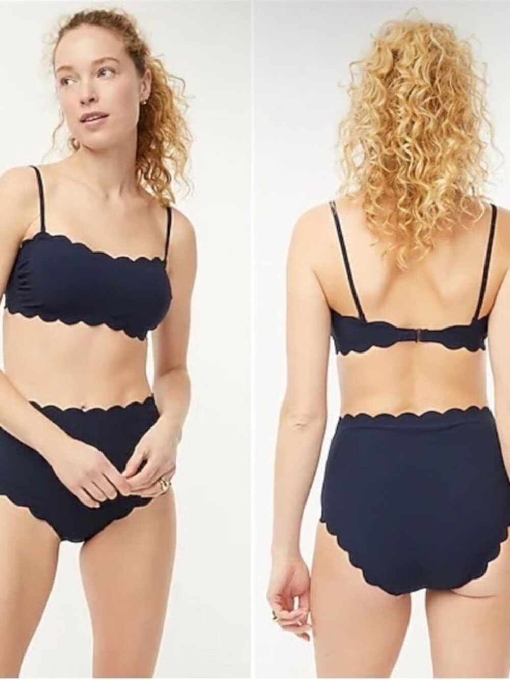 J. Crew Black Scalloped Bandeau Swim Top